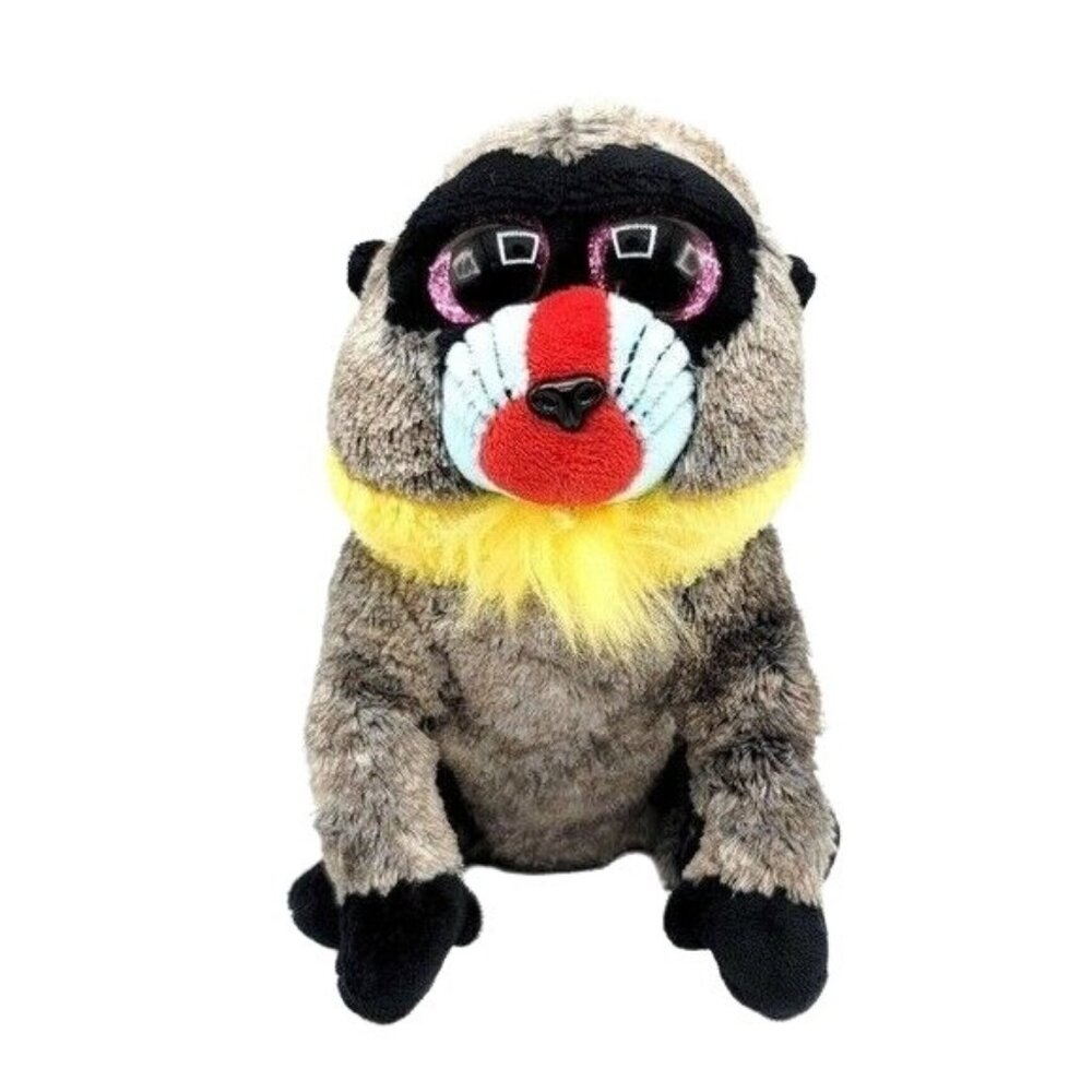 Ty Beanie Boos Monkey Plush Brown 7" Pink Glitter Eyes Wasabi Baboon 2017